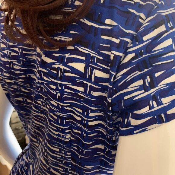 FELICITY & COCO Blue White & Black Classy Mini Dress Size medium - Picture 5 of 15